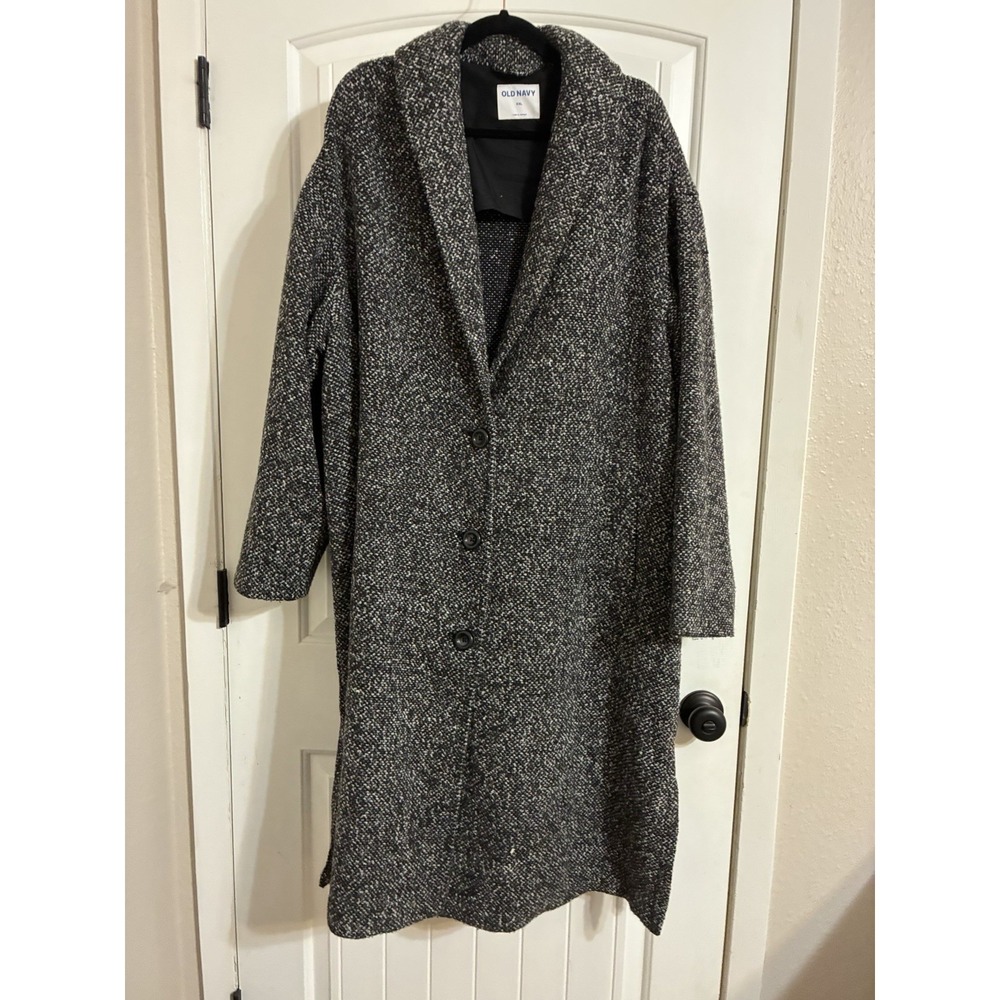 Old Navy Overcoat Gray Charcoal Relaxed Textured Boucle Oversized Coat Size XXL